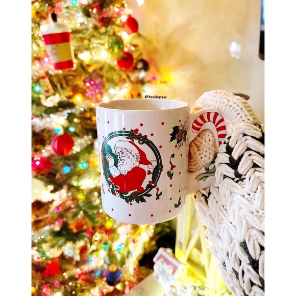 Vintage Santa claus candy cane coffee mug 🎅